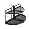 2-Tier Rotating Metal Countertop Organizer - Rust-Proof Bathroom & Kitchen Storage Shelf with Foldable Design, Large Space-Saving Semicircle Shelves